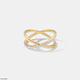 0.18 Carat Eternal X Criss Cross Lab Diamond Band Ring 14K Yellow Gold