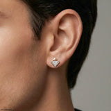 Elegant Cube Diamond Mens Stud Earring Platinum 950