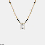 Emerald Solitaire Diamond Mangalsutra 9K Yellow Gold