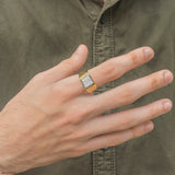 Gable Square Diamond Cluster Men Ring 18K Rose Gold