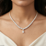 Gracefall Solitaire Diamond Tennis Necklace 9K Yellow Gold