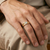 Linear Luxe Mens Diamond Ring 9K Yellow Gold
