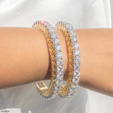 Lattice Diamond Bangle 9K White Gold