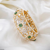 3.5 Carat Emerald Enchant Polki Kada Bangle 9K Yellow Gold