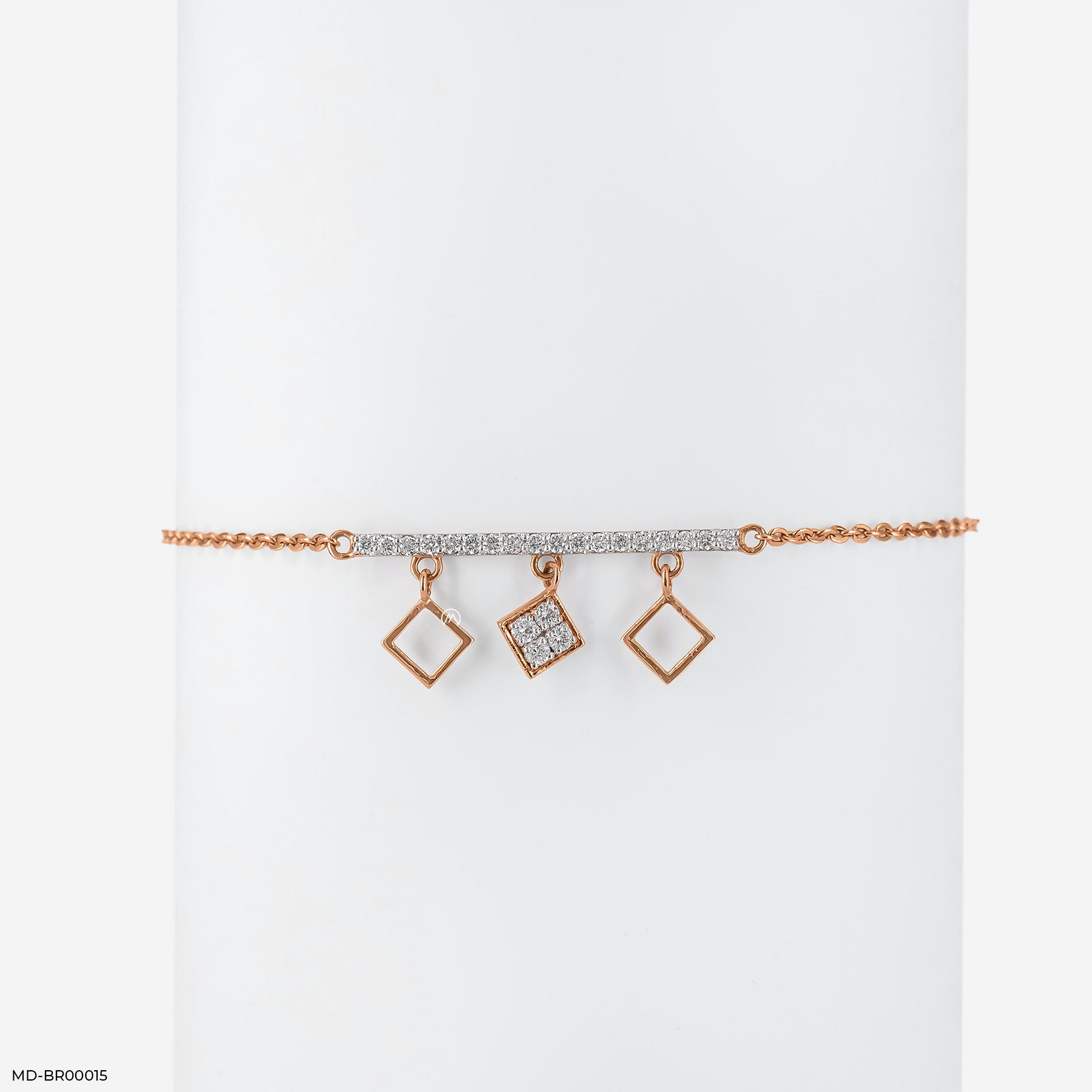 Tri-Square Diamond Bracelets 14K White Gold