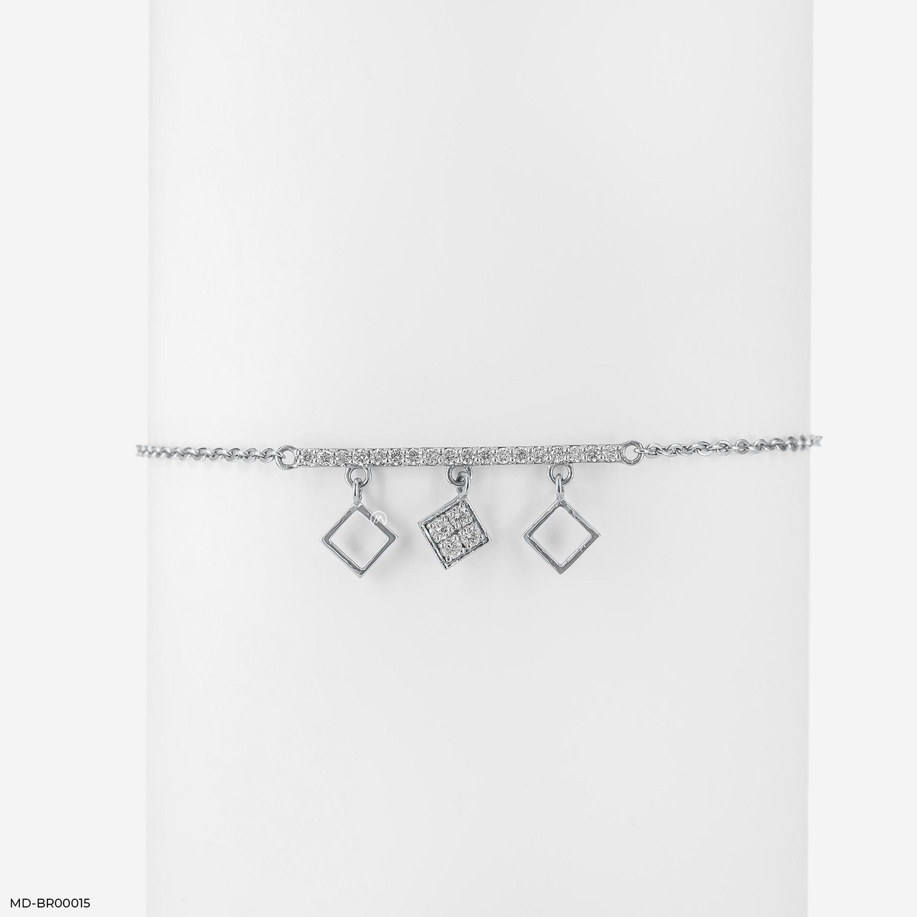 Tri-Square Diamond Bracelets 14K White Gold