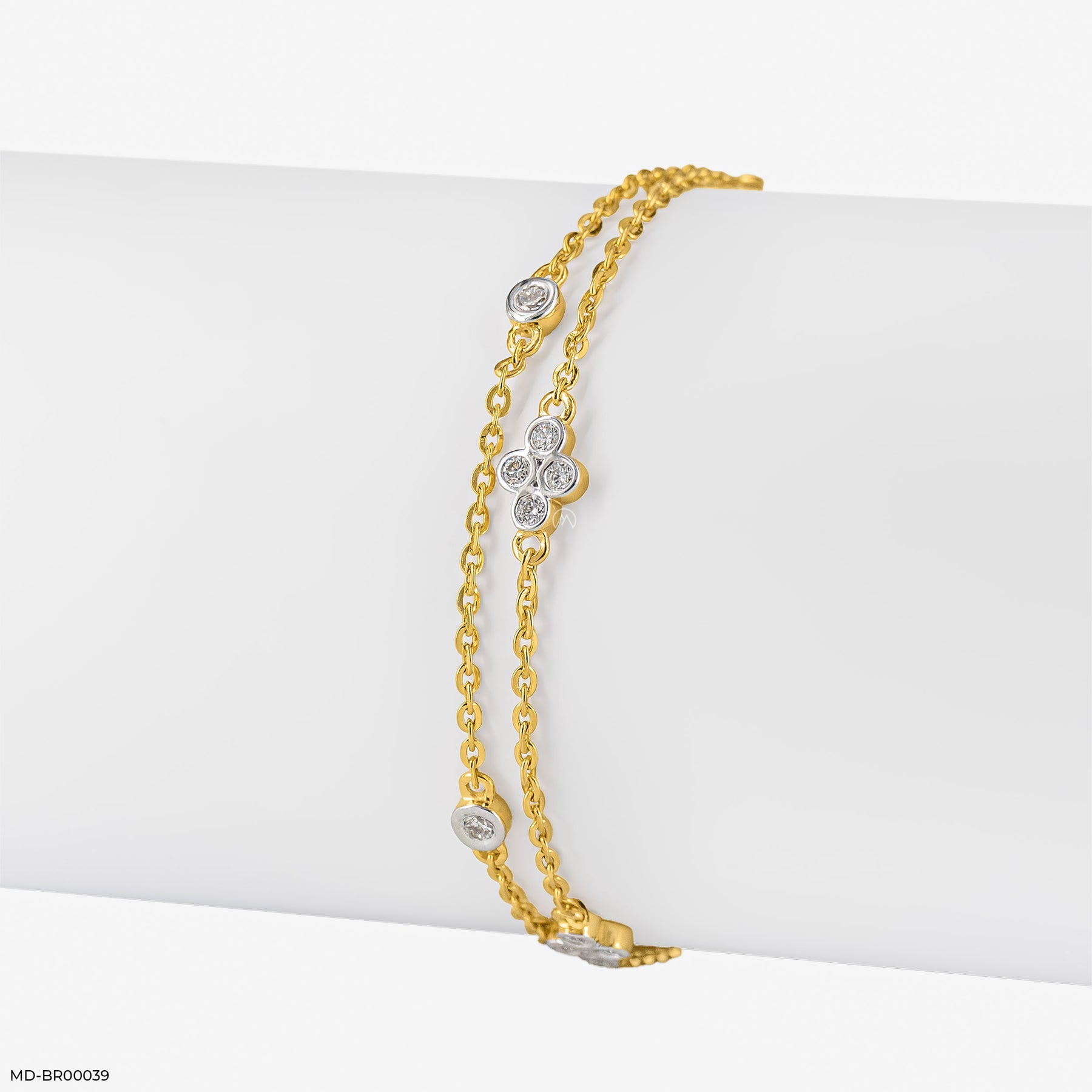 Twin Bloom Diamond Bracelets 14K Yellow Gold