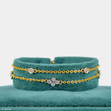 Twin Bloom Diamond Bracelets 9K Yellow Gold