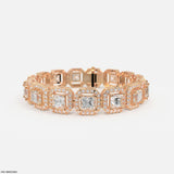 1 Carat Princess Solitaire Tennis Diamond Bracelet 14K Rose Gold