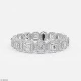1 Carat Princess Solitaire Tennis Diamond Bracelet 14K Rose Gold