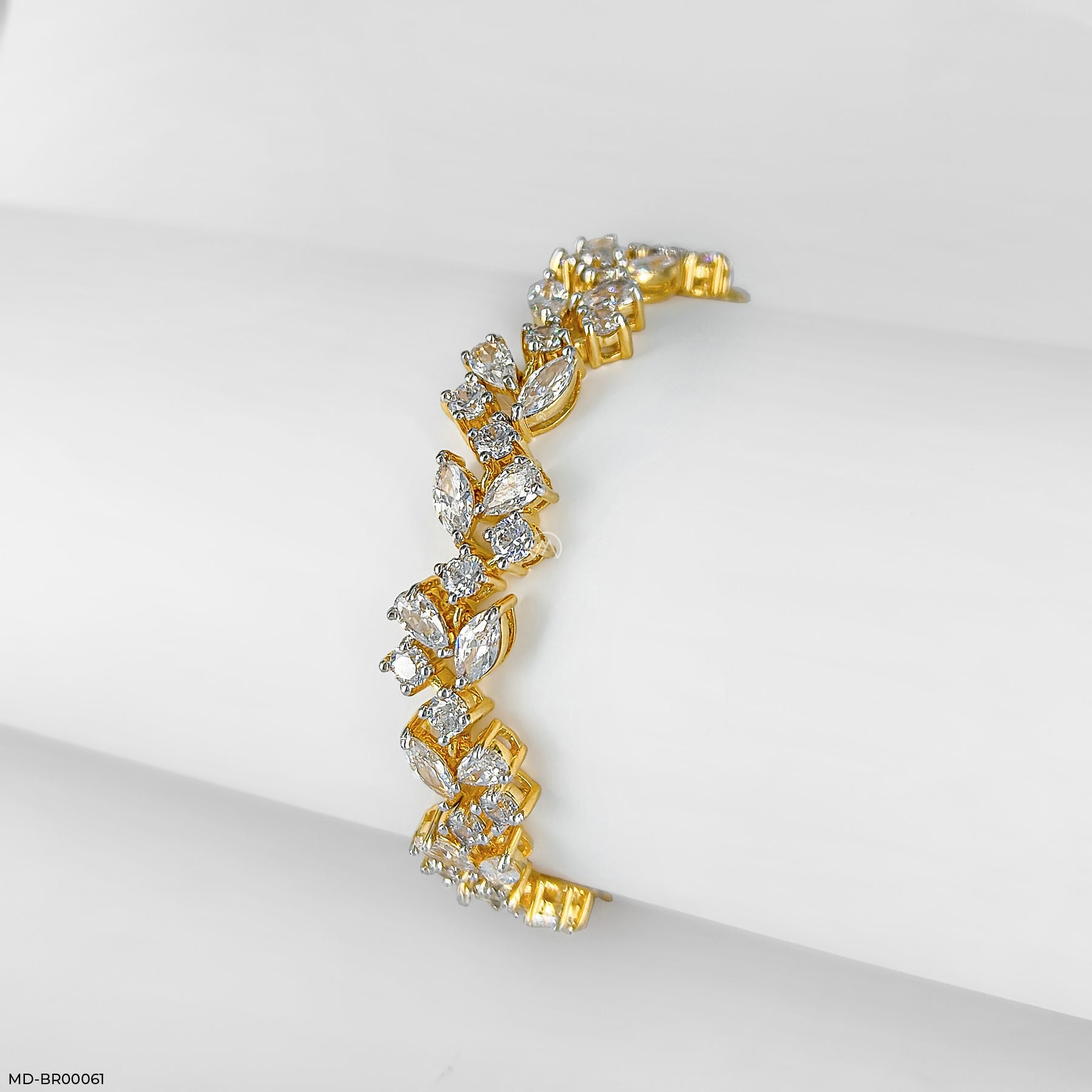 Floral Link Diamond Bracelet 14K White Gold