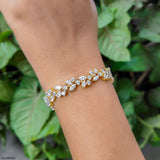 Floral Link Diamond Bracelet 14K White Gold