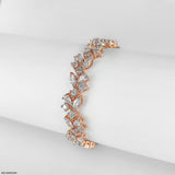 Floral Link Diamond Bracelet 9K White Gold