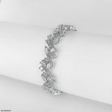 Floral Link Diamond Bracelet 9K White Gold