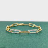 Paperclip Diamond Bracelets 9K Yellow Gold