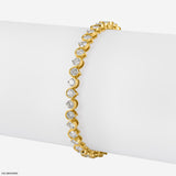 15 Cent Round Sparkling Solitaire Tennis Bracelet 9K Yellow Gold