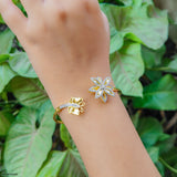 Lovely Leaves Diamond Tennis Bracelets 9K Yellow Gold