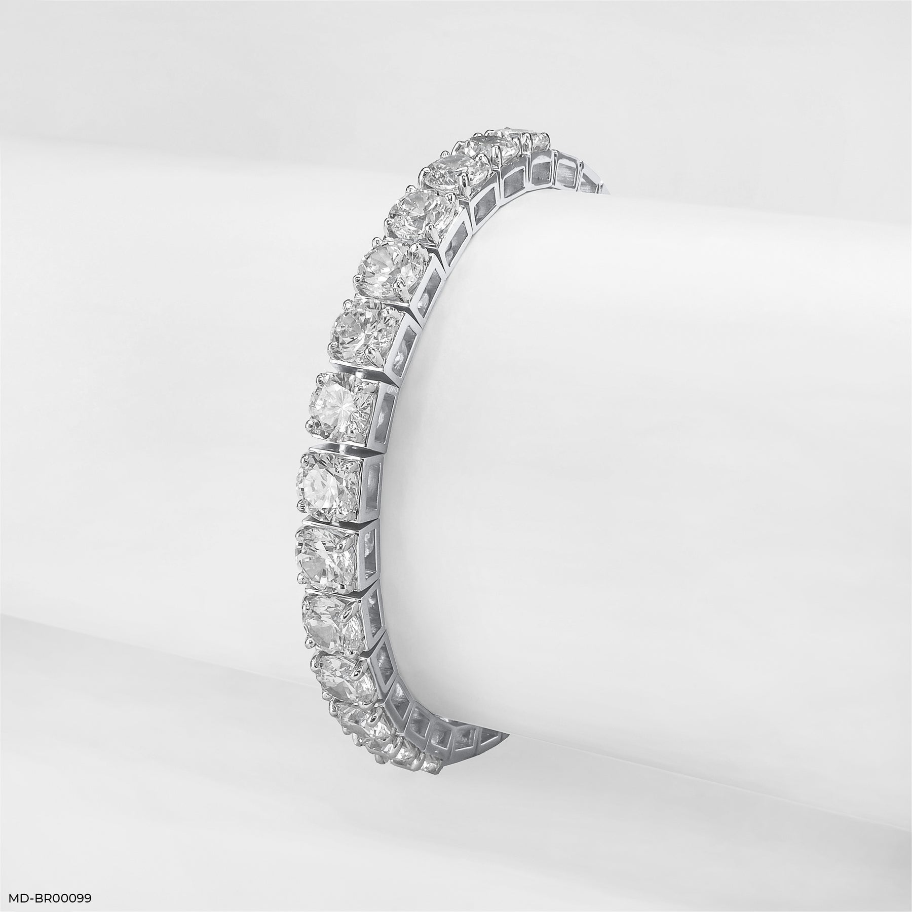 Square Link Diamond Eternity Bracelet 14K White Gold