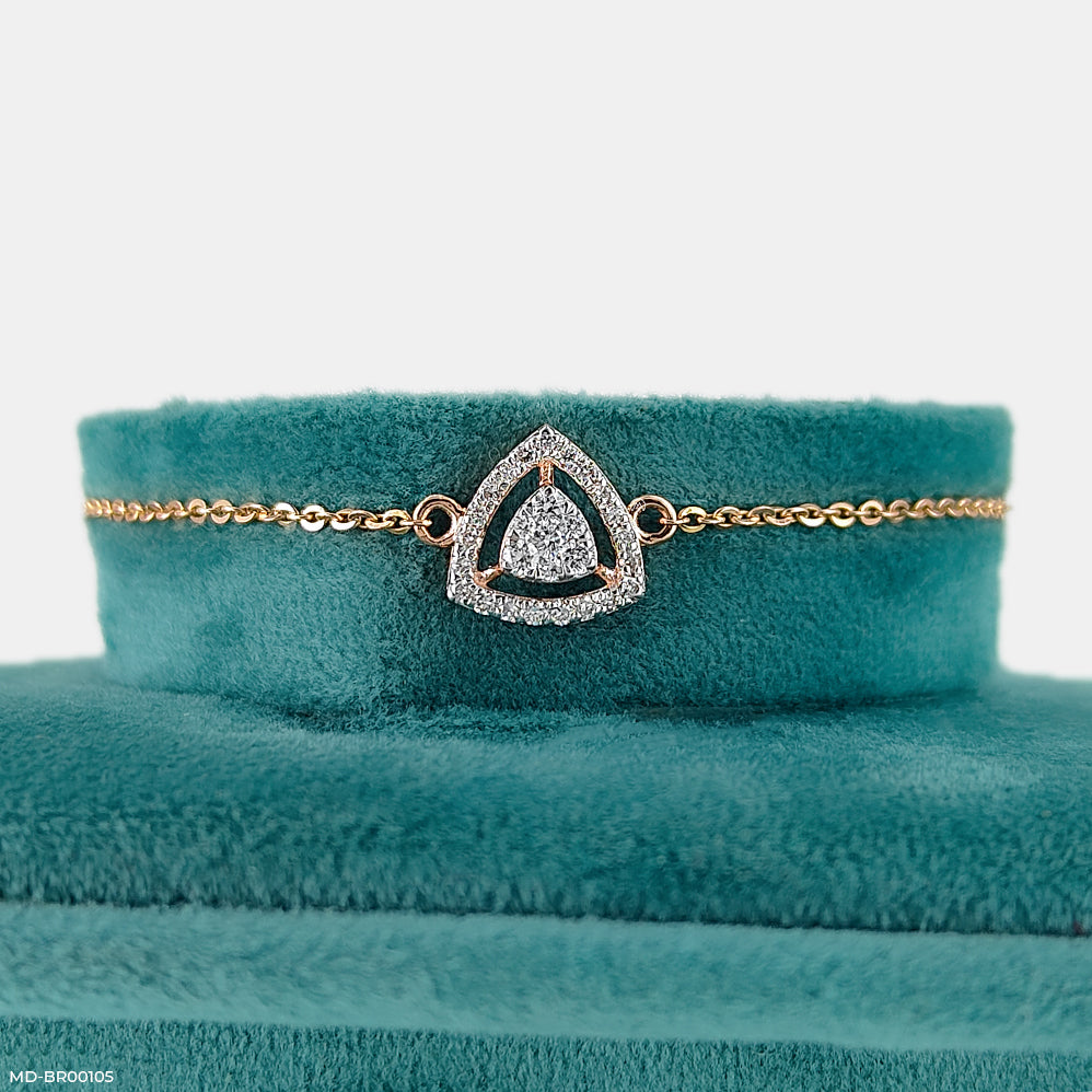 Triangular Halo Diamond Bracelet 14K Yellow Gold