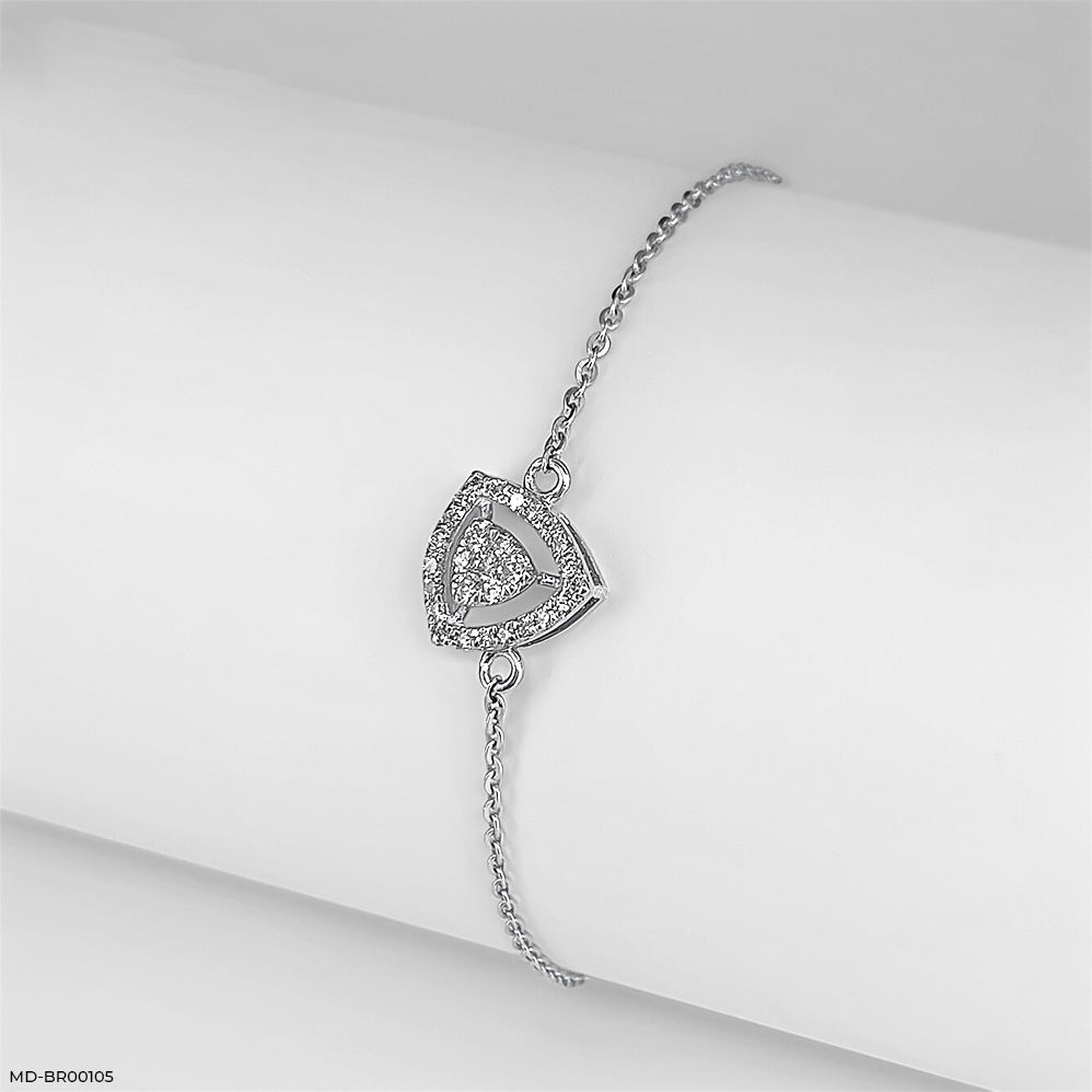 Triangular Halo Diamond Bracelet 18K White Gold