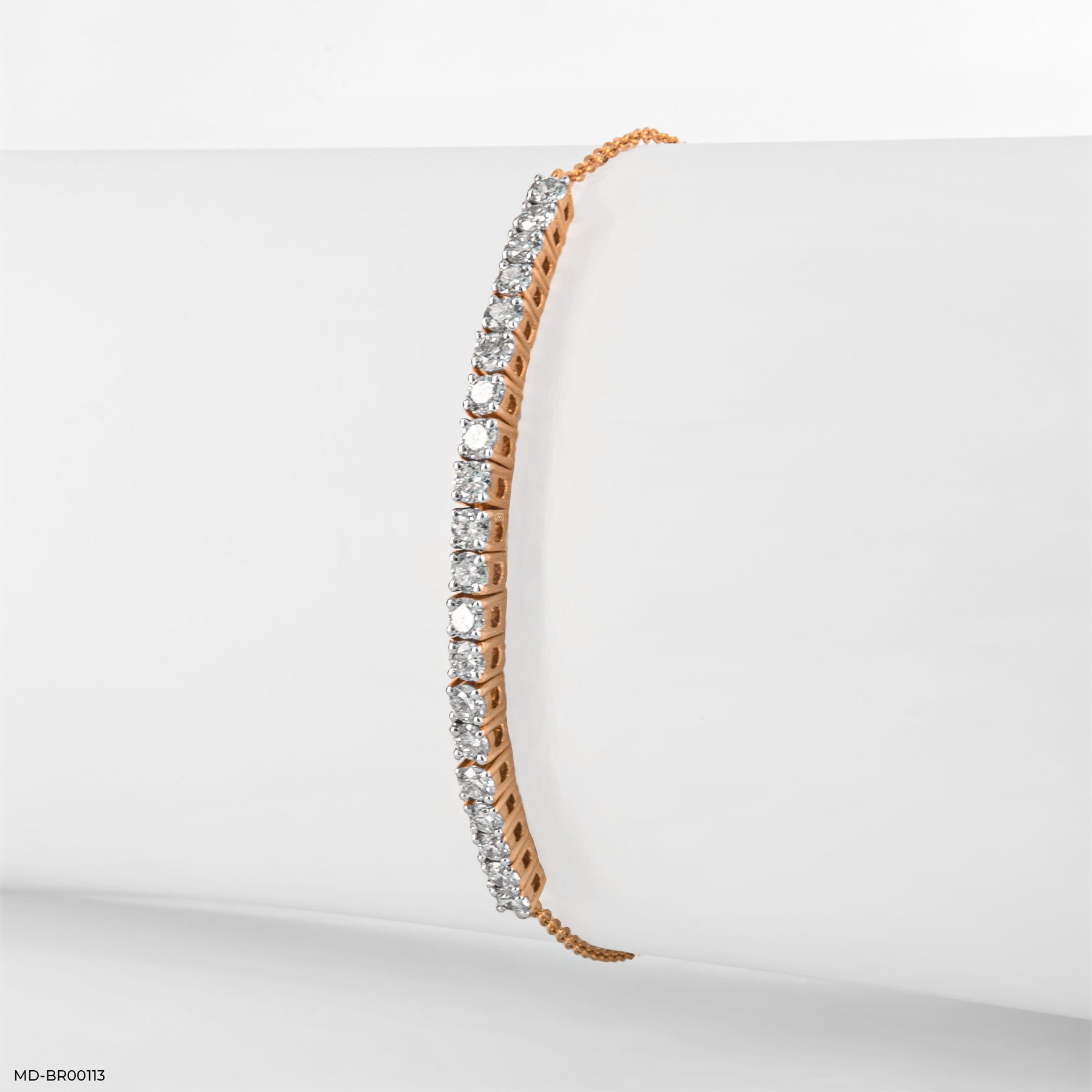 Half Tennis Delicate Round Bracelet 14K Rose Gold