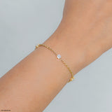 0.35 Carat Rosette Charm Lab Diamond Bracelet 14K Yellow Gold