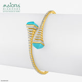 Turquoise Bypass Diamond Bracelets 14K Yellow Gold