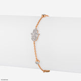 Hamsa Diamond Bracelets 9K Yellow Gold
