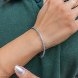 Sparkling Arc Cuff Bracelet 14K White Gold