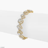 Duo Shape Diamond Bracelet 9K Yellow Gold