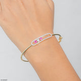 Pave Oval Bracelet 9K Yellow Gold