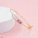 Pave Oval Bracelet 9K Yellow Gold