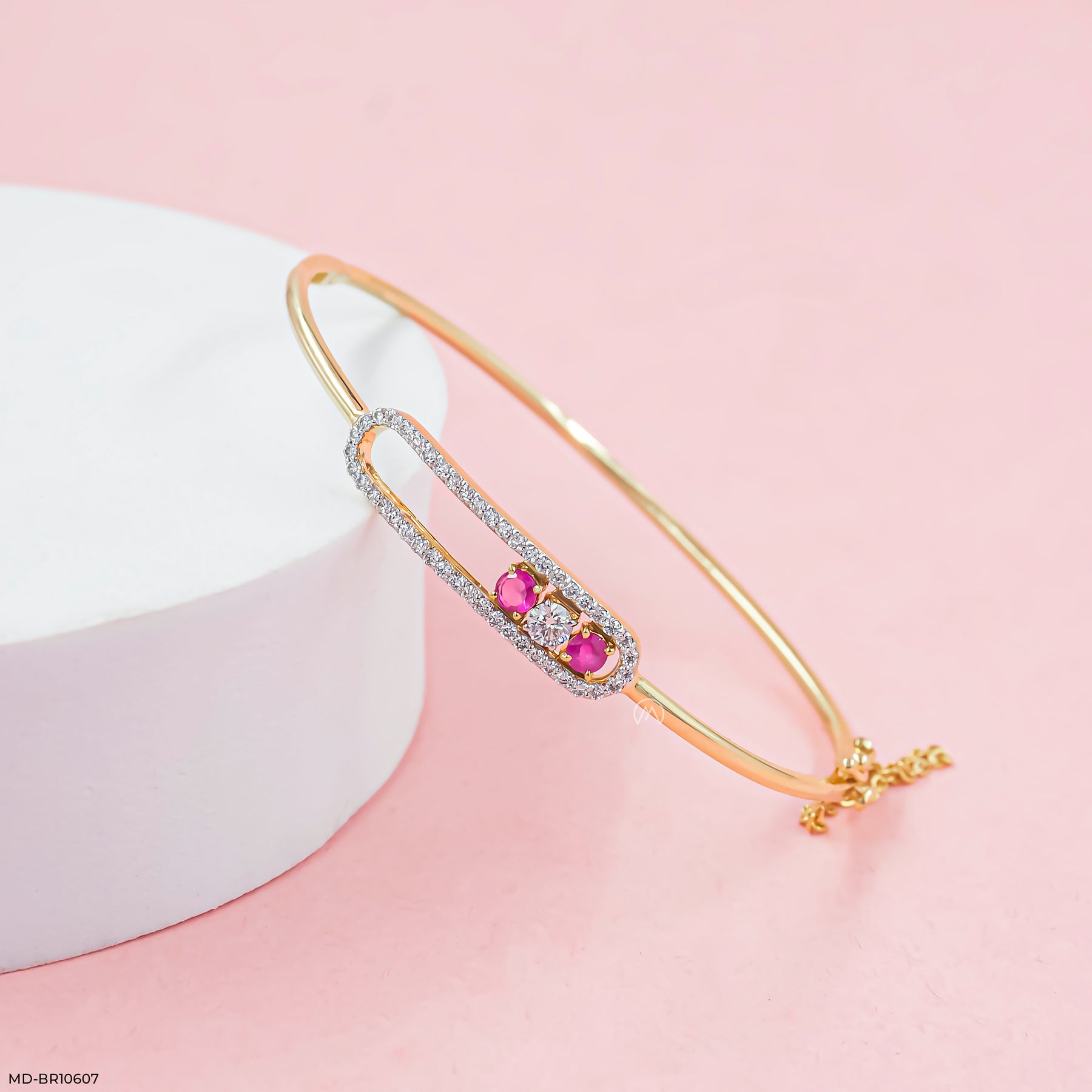 Pave Oval Bracelet 14K Rose Gold