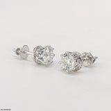 1.5 Carat Round Majestic Queen Stud 14K White Gold