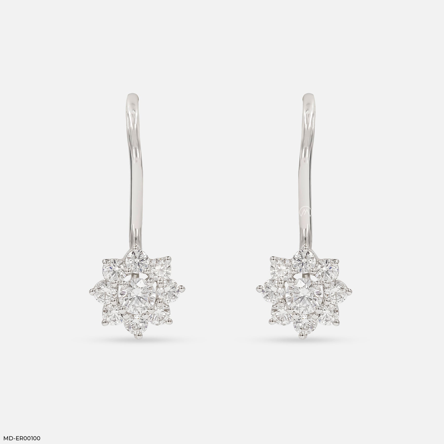 Ornate Sparkle Earrings 18K White Gold
