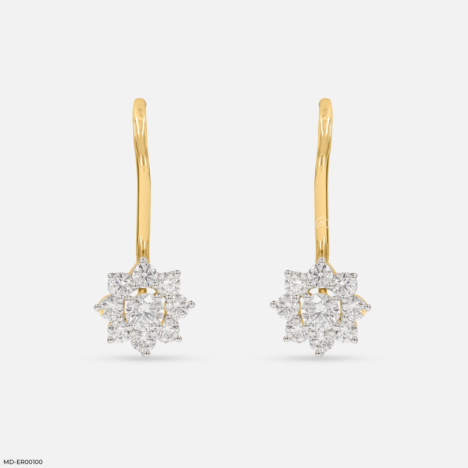 Ornate Sparkle Earrings 18K White Gold