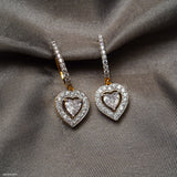 1 Carat Heart Solitaire Halo Hoops 14K Yellow Gold