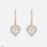 1 Carat Heart Solitaire Halo Hoops 14K Yellow Gold