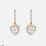 1 Carat Heart Solitaire Halo Hoops 14K Yellow Gold