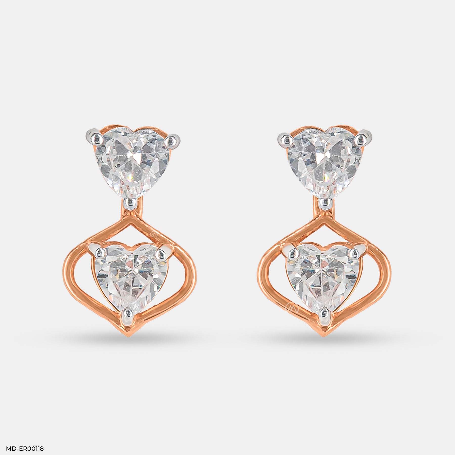 1.1 Carat Twin Hearts Earrings 14K Yellow Gold