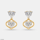 1.1 Carat Twin Hearts Earrings 14K White Gold