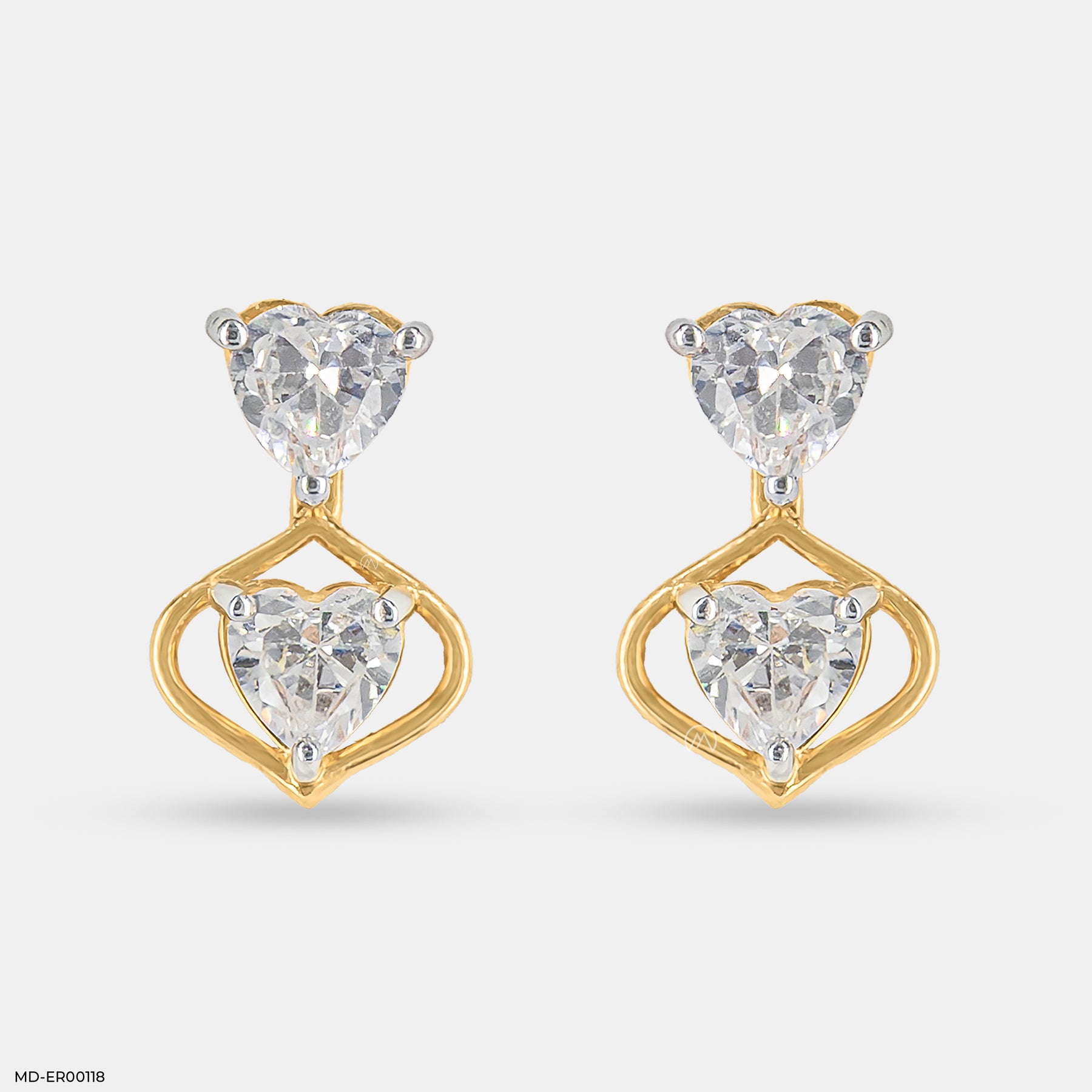 1.1 Carat Twin Hearts Earrings 14K Yellow Gold