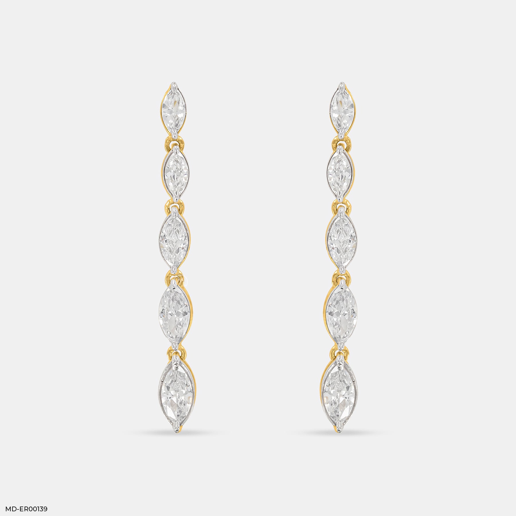 Dazzle Line Earrings 14K Yellow Gold