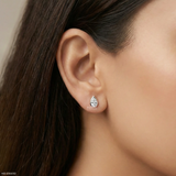 1 Carat Crystal Drop Earrings 14K White Gold