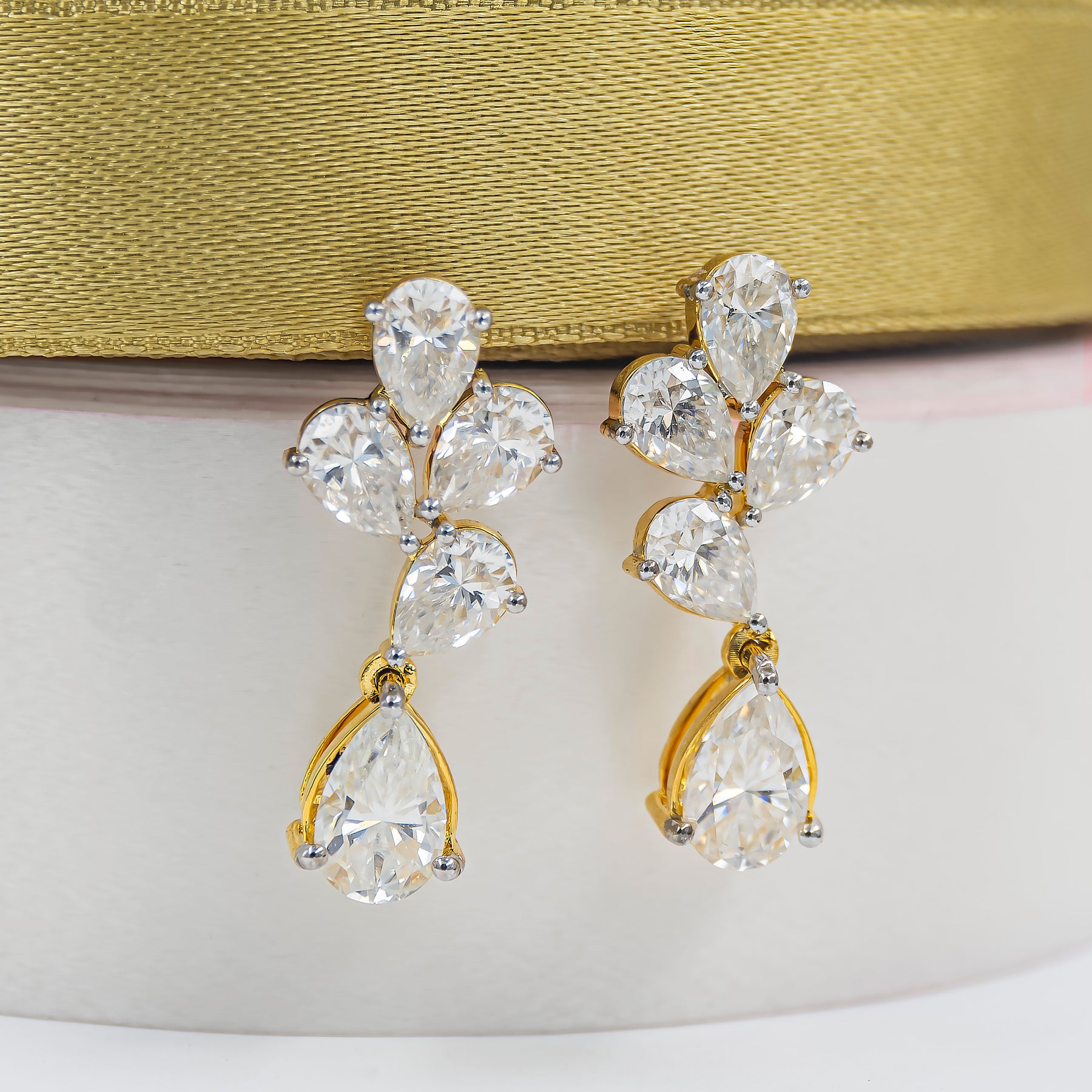 2 Carat Pear Drop Stella Earrings 14K White Gold