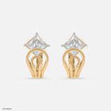 Overlapping Diamond Hoops 9K Yellow Gold