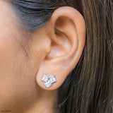 Square Spark Earrings 9K White Gold