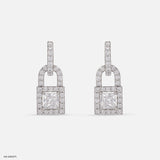 1.5 Carat Princess Cut Solitaire Halo Earrings 14K White Gold