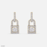 1.5 Carat Princess Cut Solitaire Halo Earrings 14K White Gold