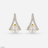 0.35 Carat Pearl Lab Diamond Earrings 14K Yellow Gold
